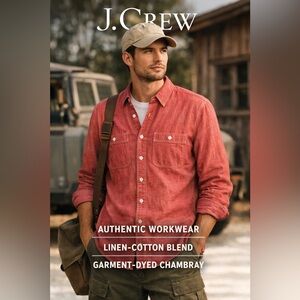 J.Crew Authentic Workwear Button-Down Chambray Shirt Linen Blend M